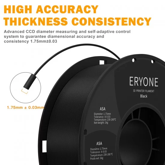 Eryone ASA Black / Zwart ASA Filament Eryone ASA Black / Zwart ASA Filament