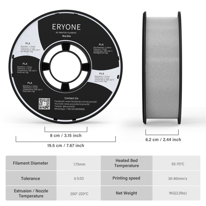 Eryone Marble PLA Marble / Marmer Filament Eryone Marble PLA Marble / Marmer Filament