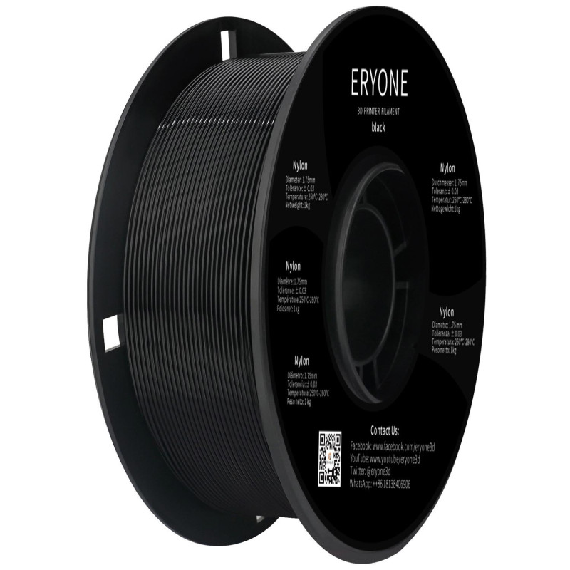 Eryone PA6 Nylon Black / Zwart Filament Eryone PA6 Nylon Black / Zwart Filament