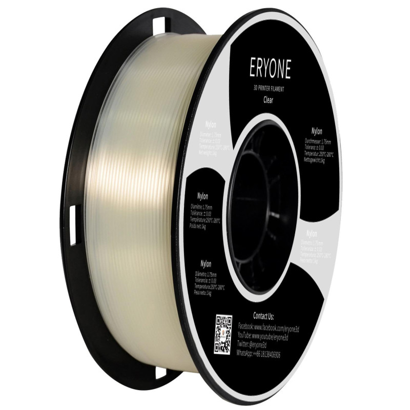 Eryone PA6 Nylon Clear / Transparant Filament Eryone PA6 Nylon Clear / Transparant Filament