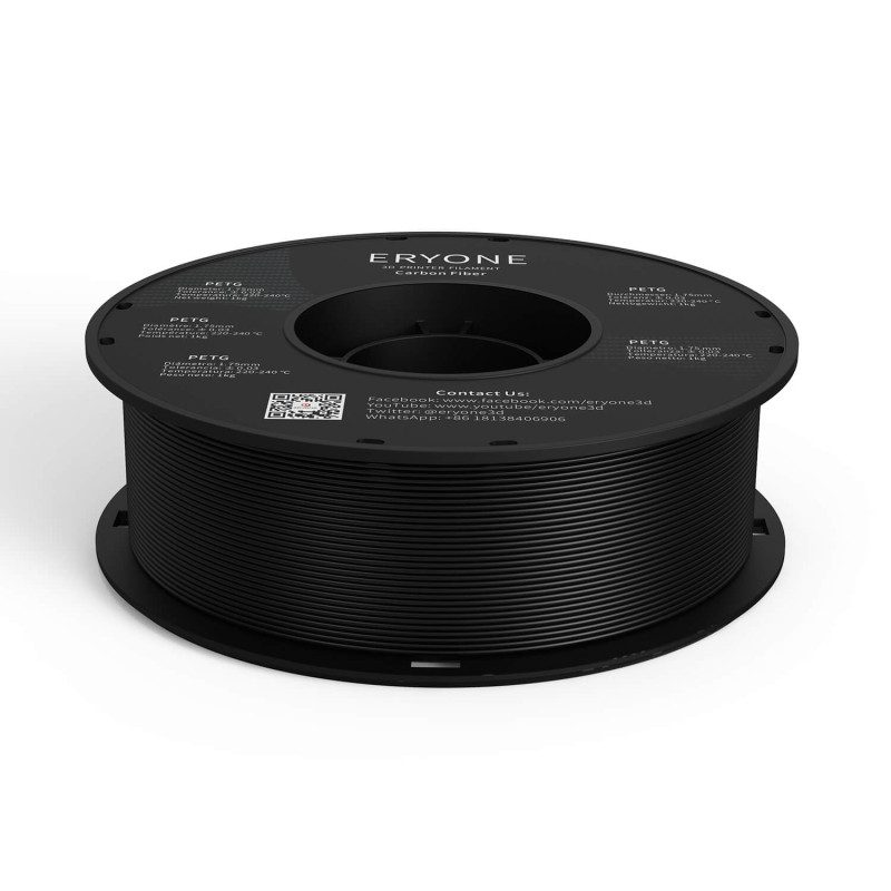 Eryone Carbon Fiber PETG Black / Zwart Filament Eryone Carbon Fiber PETG Black / Zwart Filament