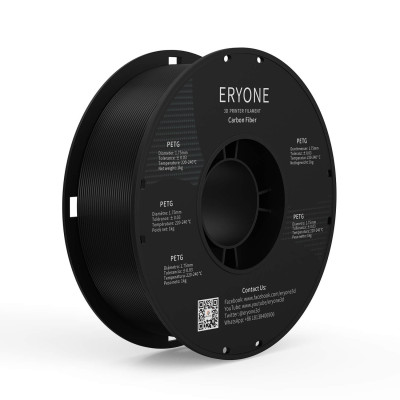 Eryone Carbon Fiber PETG Black / Zwart Filament Eryone Carbon Fiber PETG Black / Zwart Filament