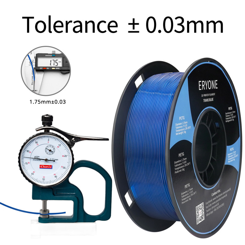Eryone PETG Transparent Blue / Trans Blauw Filament