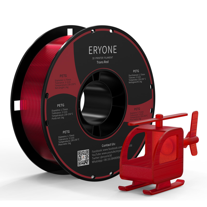 Eryone PETG Transparent Red / Trans Rood Filament