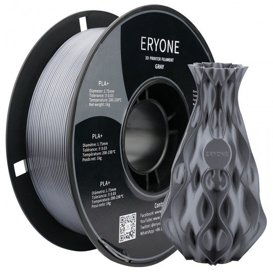 1.75mm grijs PLA+ filament ERYONE