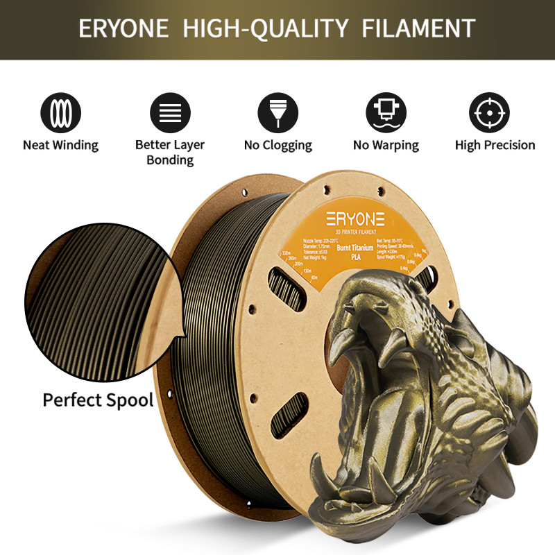 Eryone Burnt Titanium PLA Dark Gold / Donker Goud Filament Eryone Burnt Titanium PLA Dark Gold / Donker Goud Filament
