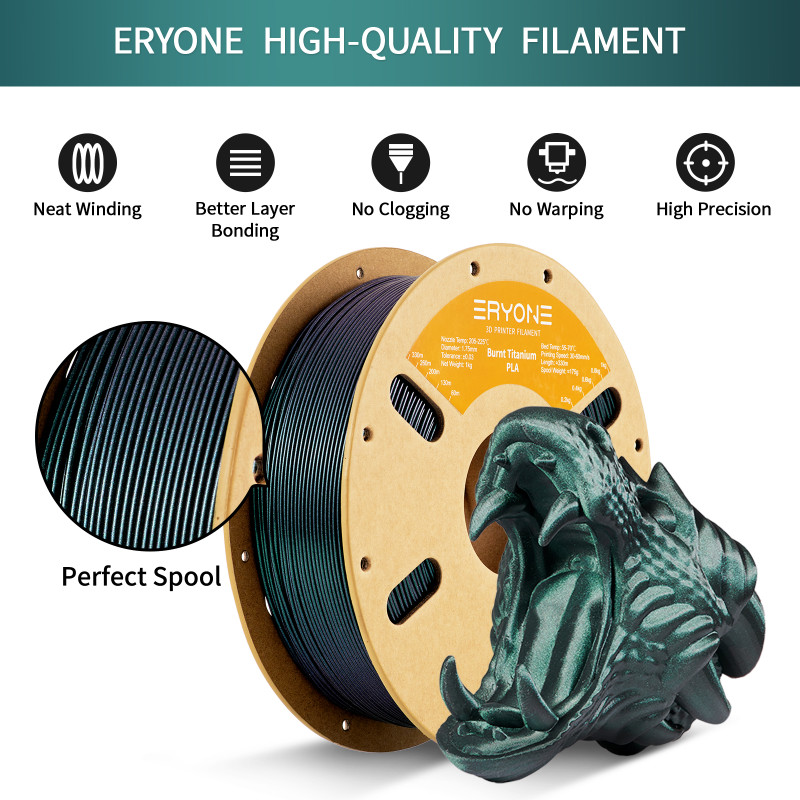 Eryone Burnt Titanium PLA Green / Groen Filament