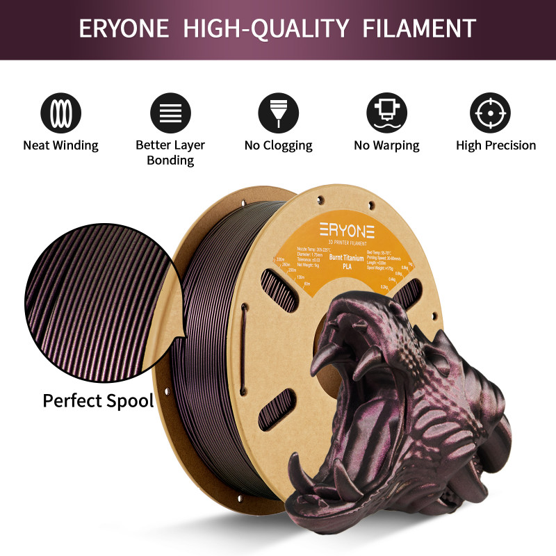 Eryone Burnt Titanium PLA Red / Rood Filament Eryone Burnt Titanium PLA Red / Rood Filament
