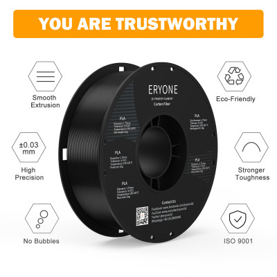 Eryone Carbon Fiber PLA Black / Zwart Filament