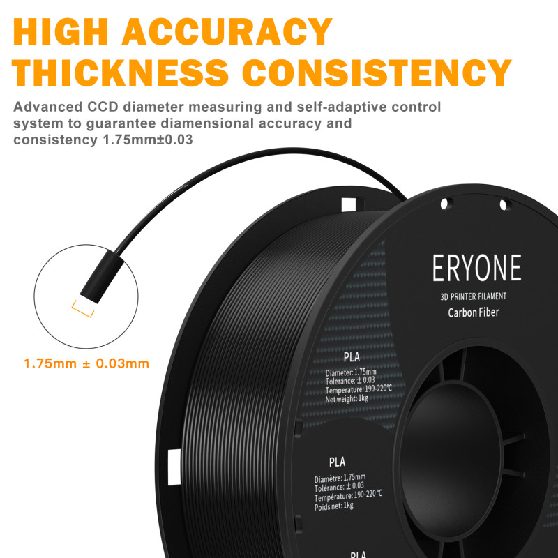 Eryone Carbon Fiber PLA Black / Zwart Filament