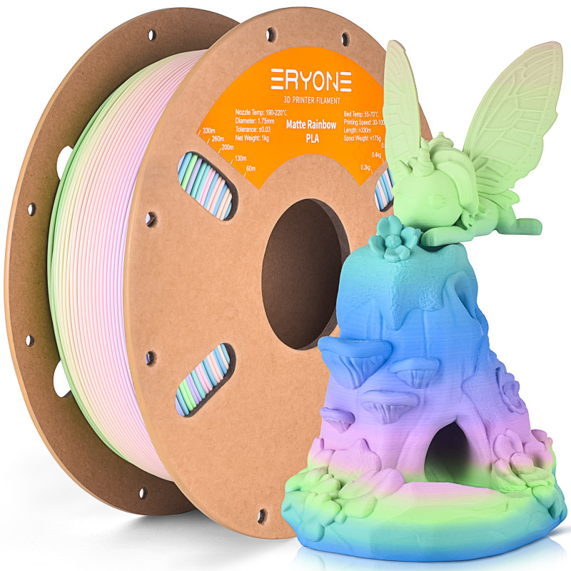 Eryone Rainbow Matte PLA Watercolor / Aquarel Filament Eryone Rainbow Matte PLA Watercolor / Aquarel Filament