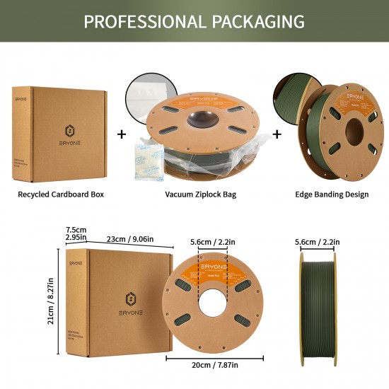 Eryone Matte PLA Olive green / Olijfgroen Filament Eryone Matte PLA Olive green / Olijfgroen Filament