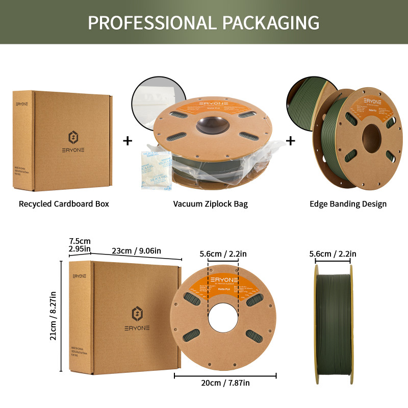 Eryone Matte PLA Olive green / Olijfgroen Filament Eryone Matte PLA Olive green / Olijfgroen Filament