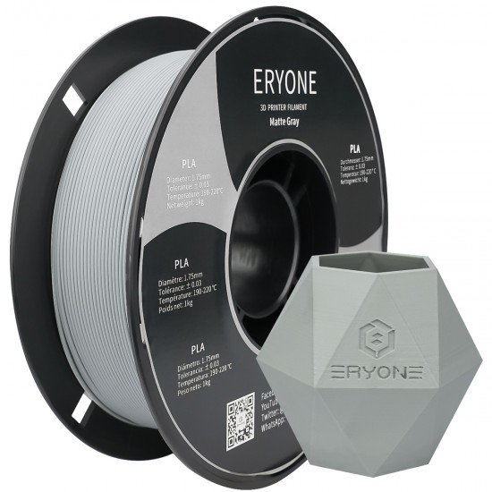 1.75mm matte gray PLA filament Eryone