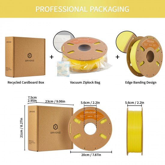 Eryone Matte PLA Yellow / Geel Filament Eryone Matte PLA Yellow / Geel Filament