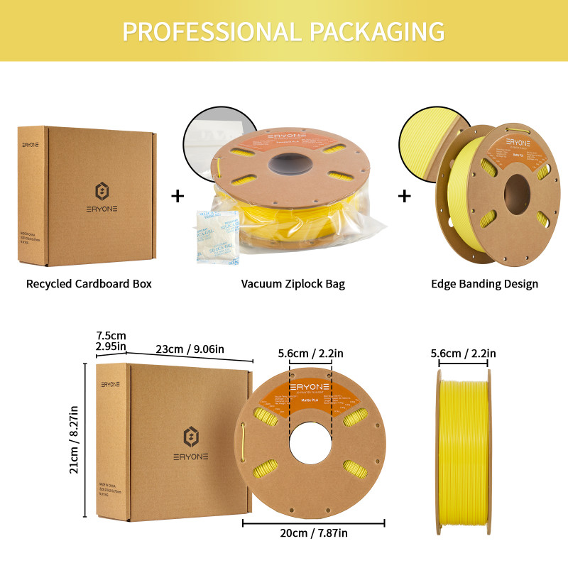 Eryone Matte PLA Yellow / Geel Filament Eryone Matte PLA Yellow / Geel Filament