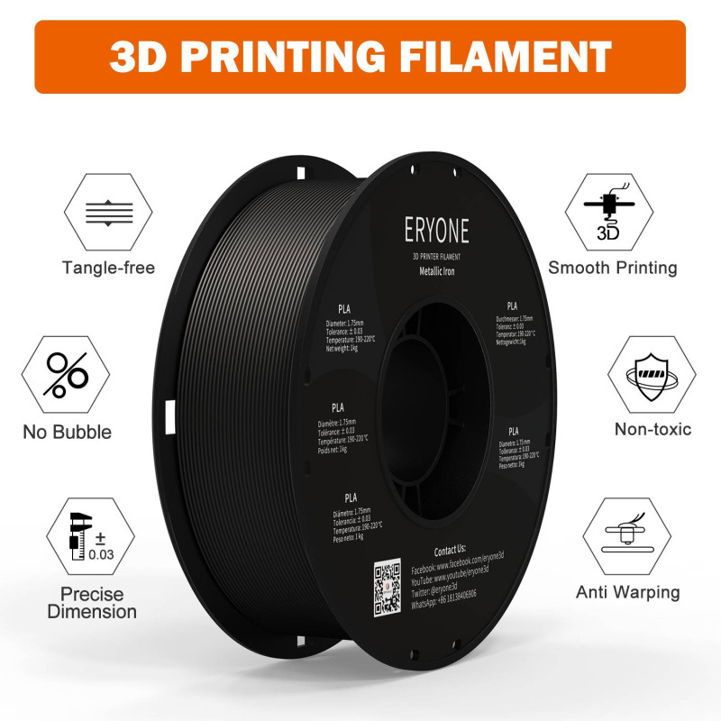 Eryone Metallic PLA Iron / IJzer Filament