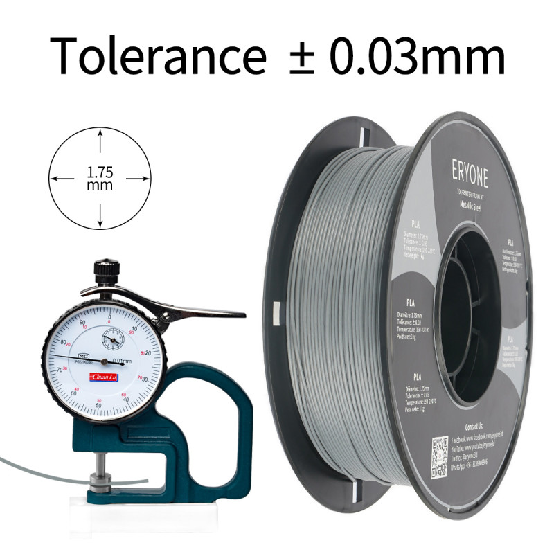 Eryone Metallic PLA Steel / Staal Filament