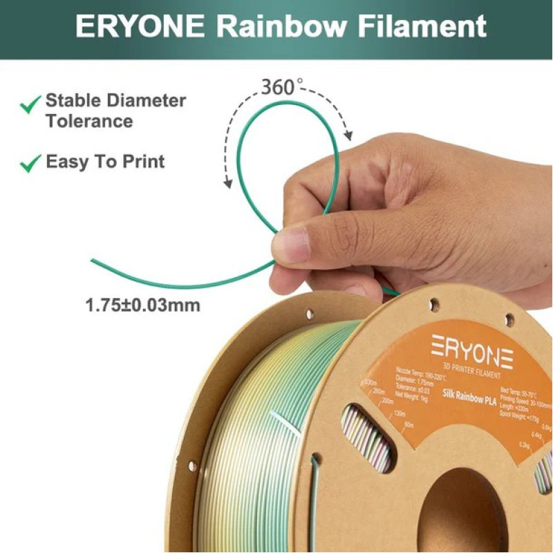 Eryone Rainbow Silk PLA Classic / Klassiek Regenboog Filament