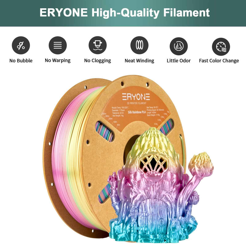 Eryone Rainbow Silk PLA Mini / Mini Regenboog Filament Eryone Rainbow Silk PLA Mini / Mini Regenboog Filament