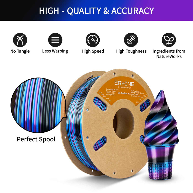 Eryone Rainbow Rapid Silk PLA Obsidian Eryone Rainbow Rapid Silk PLA Obsidian