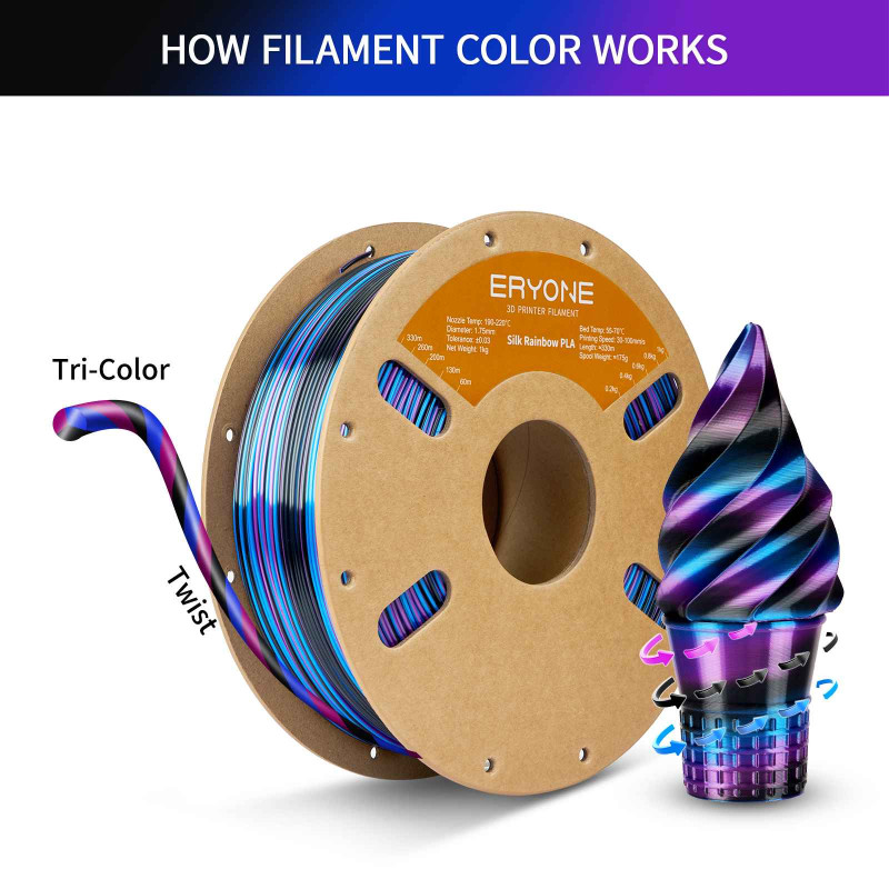Eryone Rainbow Rapid Silk PLA Obsidian Eryone Rainbow Rapid Silk PLA Obsidian