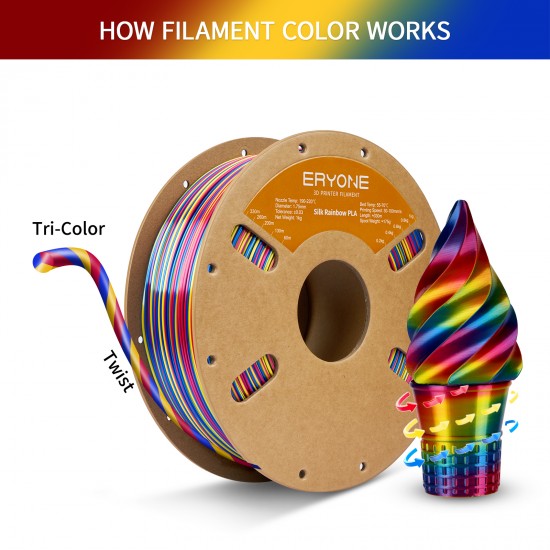 Eryone Rainbow Rapid Silk PLA Psychedelic Eryone Rainbow Rapid Silk PLA Psychedelic