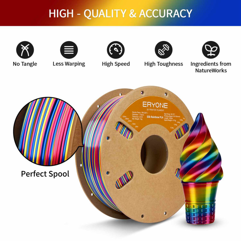 Eryone Rainbow Rapid Silk PLA Psychedelic