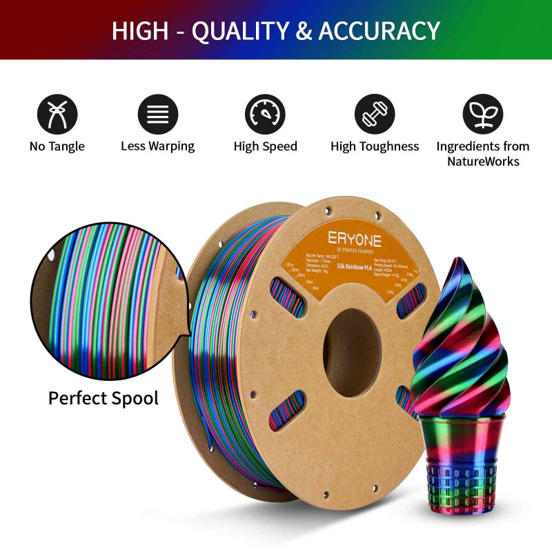Eryone Rainbow Rapid Silk PLA Vortex Eryone Rainbow Rapid Silk PLA Vortex