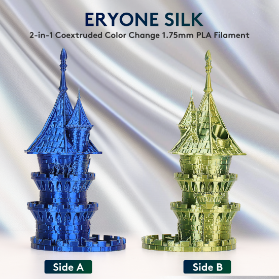 Eryone Dual-Color Silk PLA Sapphire Blue&Gold