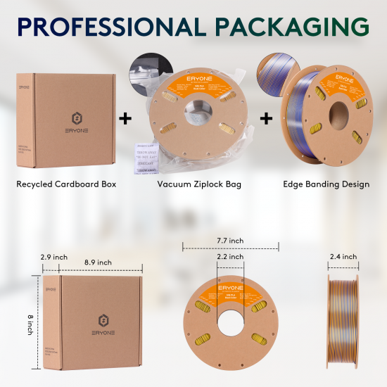 Eryone Dual-Color Silk PLA Sapphire Blue&Gold