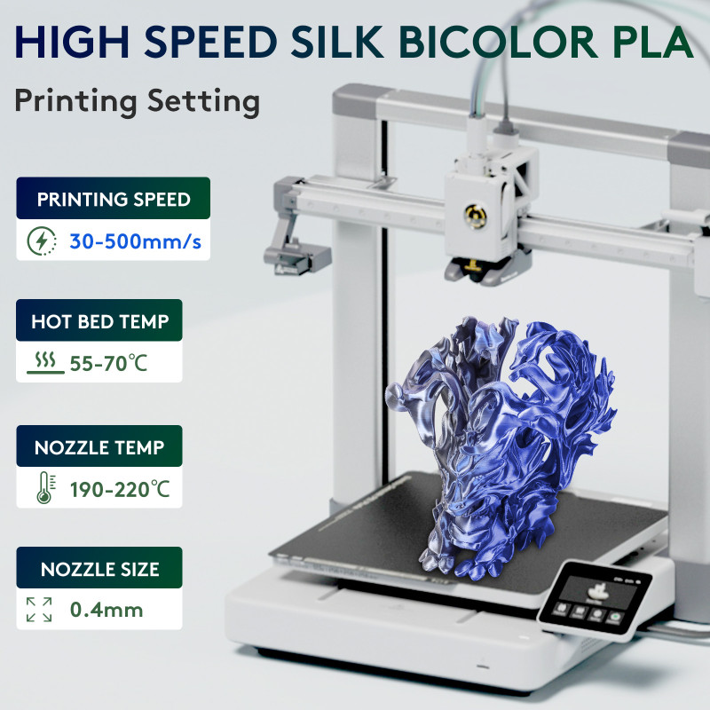 Eryone Dual-Color Silk PLA Midnight blue & Silver Eryone Dual-Color Silk PLA Midnight blue & Silver