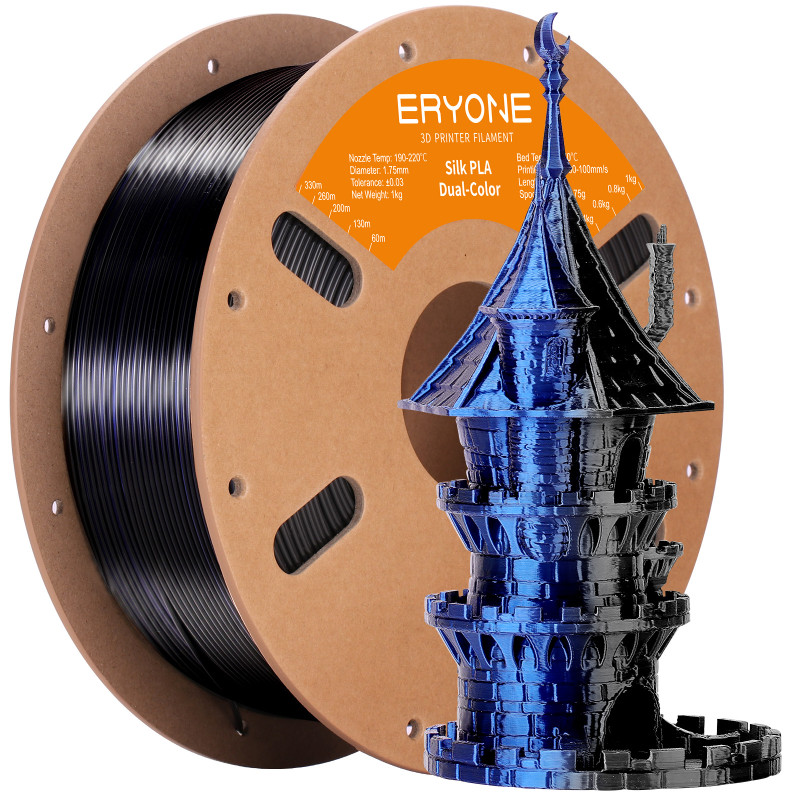 Eryone Dual-Color Silk PLA Midnight Blue & Black Eryone Dual-Color Silk PLA Midnight Blue & Black
