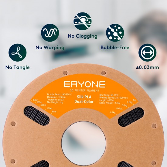 Eryone Dual-Color Silk PLA Midnight Blue & Black Eryone Dual-Color Silk PLA Midnight Blue & Black