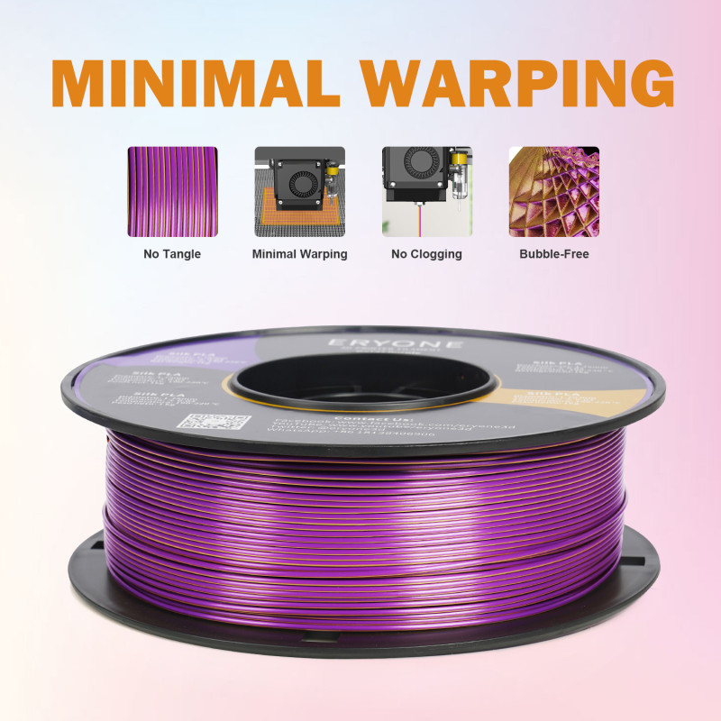 Eryone Dual-Color Silk PLA Gold & Purple / Goud & Paars Filament