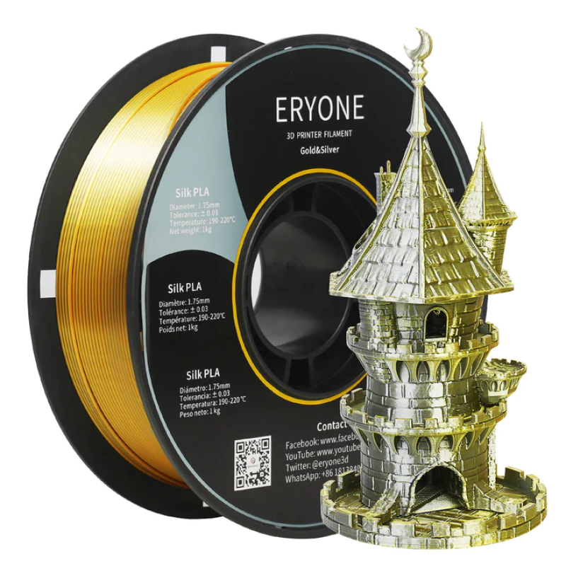 Eryone Dual-Color Silk PLA Gold & Silver / Goud & Zilver Filament