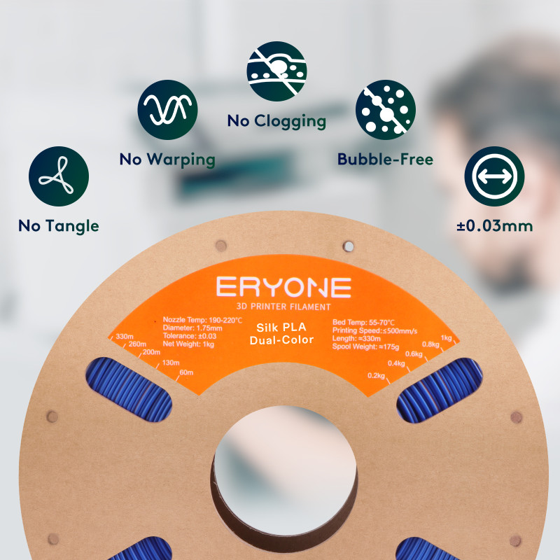 Eryone Dual-Color Silk PLA Orange & Blue Eryone Dual-Color Silk PLA Orange & Blue