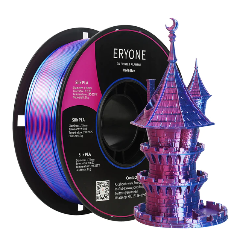 Eryone Dual-Color Silk PLA Red & Blue / Rood & Blauw Filament Eryone Dual-Color Silk PLA Red & Blue / Rood & Blauw Filament