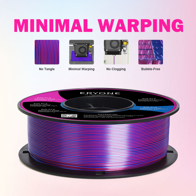 Eryone Dual-Color Silk PLA Red & Blue / Rood & Blauw Filament Eryone Dual-Color Silk PLA Red & Blue / Rood & Blauw Filament