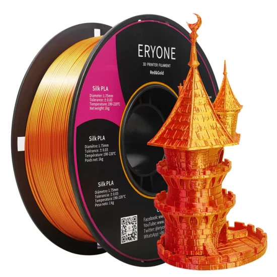 Eryone Silk PLA Dual-Color Red & Gold / Rood & Goud Filament Eryone Silk PLA Dual-Color Red & Gold / Rood & Goud Filament