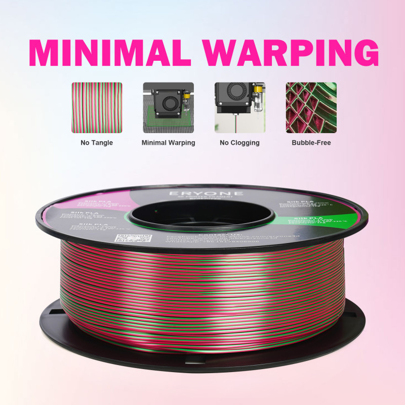 Eryone Dual-Color Silk PLA Red & Green / Rood & Groen Filament Eryone Dual-Color Silk PLA Red & Green / Rood & Groen Filament