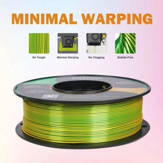 Eryone Silk PLA Dual-Color Yellow & Green / Geel & Groen Filament Eryone Silk PLA Dual-Color Yellow & Green / Geel & Groen Filament