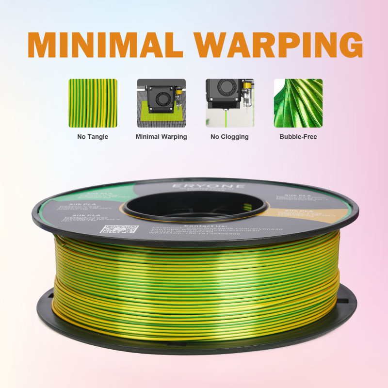 Eryone Dual-Color Silk PLA Yellow & Green / Geel & Groen Filament Eryone Dual-Color Silk PLA Yellow & Green / Geel & Groen Filament