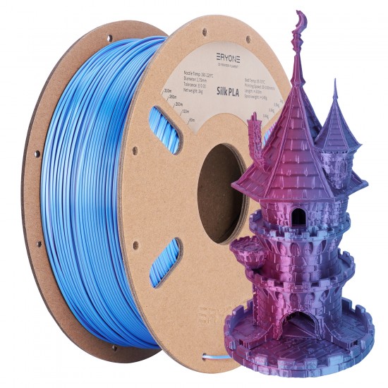 Eryone Silk PLA Dual-Color Rose Red & Light Blue / Rose Rood & Lichtblauw Filament