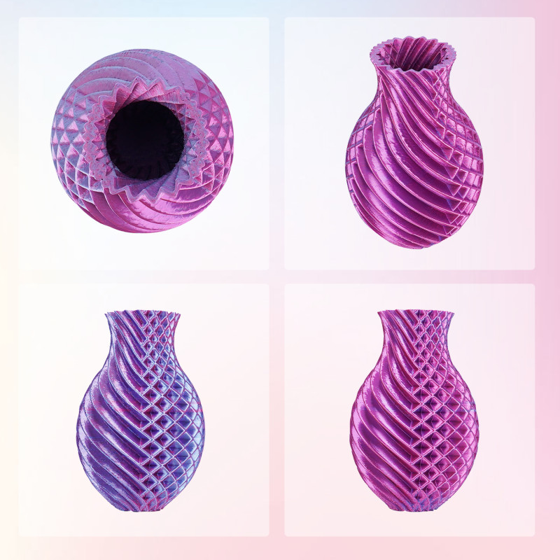 Eryone Dual-Color Silk PLA Rose Red & Light Blue / Rose Rood & Lichtblauw Filament