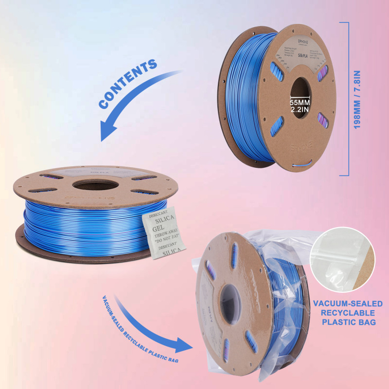 Eryone Dual-Color Silk PLA Rose Red & Light Blue / Rose Rood & Lichtblauw Filament