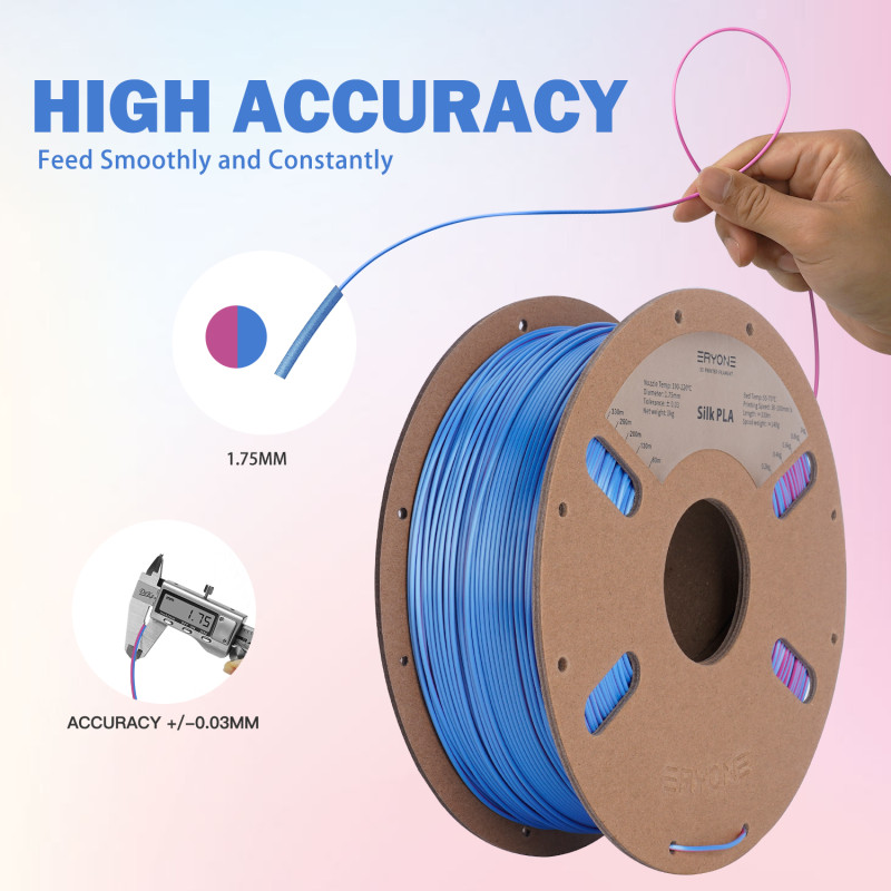 Eryone Dual-Color Silk PLA Rose Red & Light Blue / Rose Rood & Lichtblauw Filament