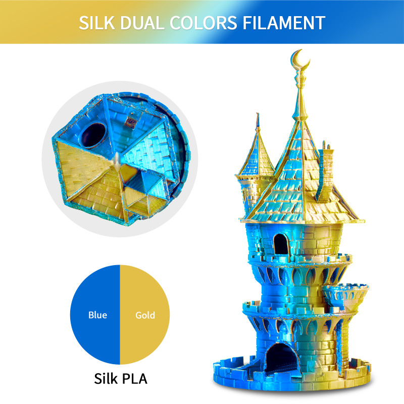 Eryone Dual-Color Silk PLA Gold & Blue / Goud & Blauw Filament