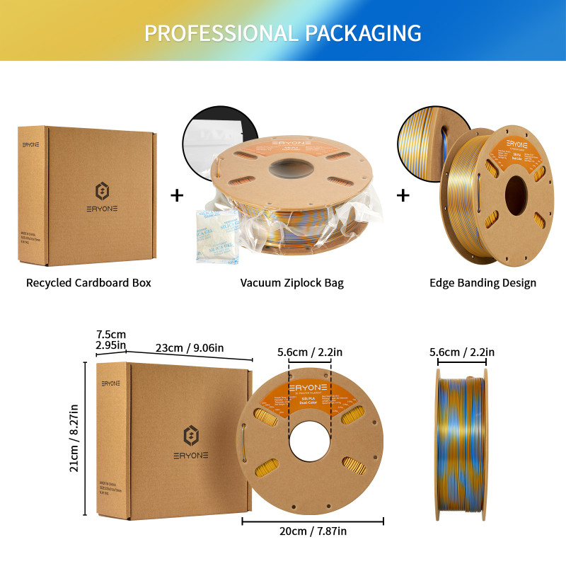 Eryone Dual-Color Silk PLA Gold & Blue / Goud & Blauw Filament