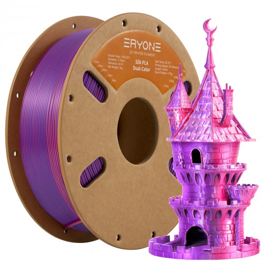 Eryone Silk PLA Dual-Color Purple & OrangeRed / Paars & OranjeRood Filament